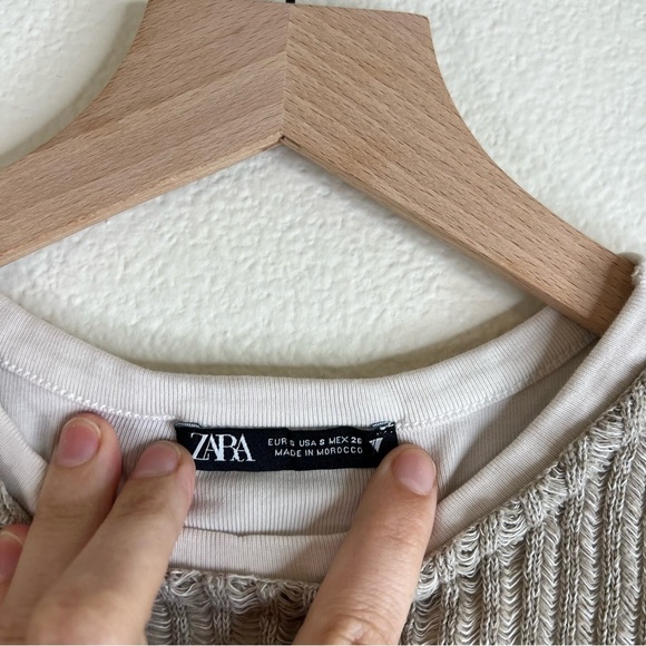 Zara Sleeveless Knit Top - Beige Small - Picture 2 of 3